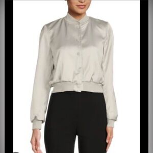 TRUTH BY REPUBLIC Cropped Satin Bomber Jacket